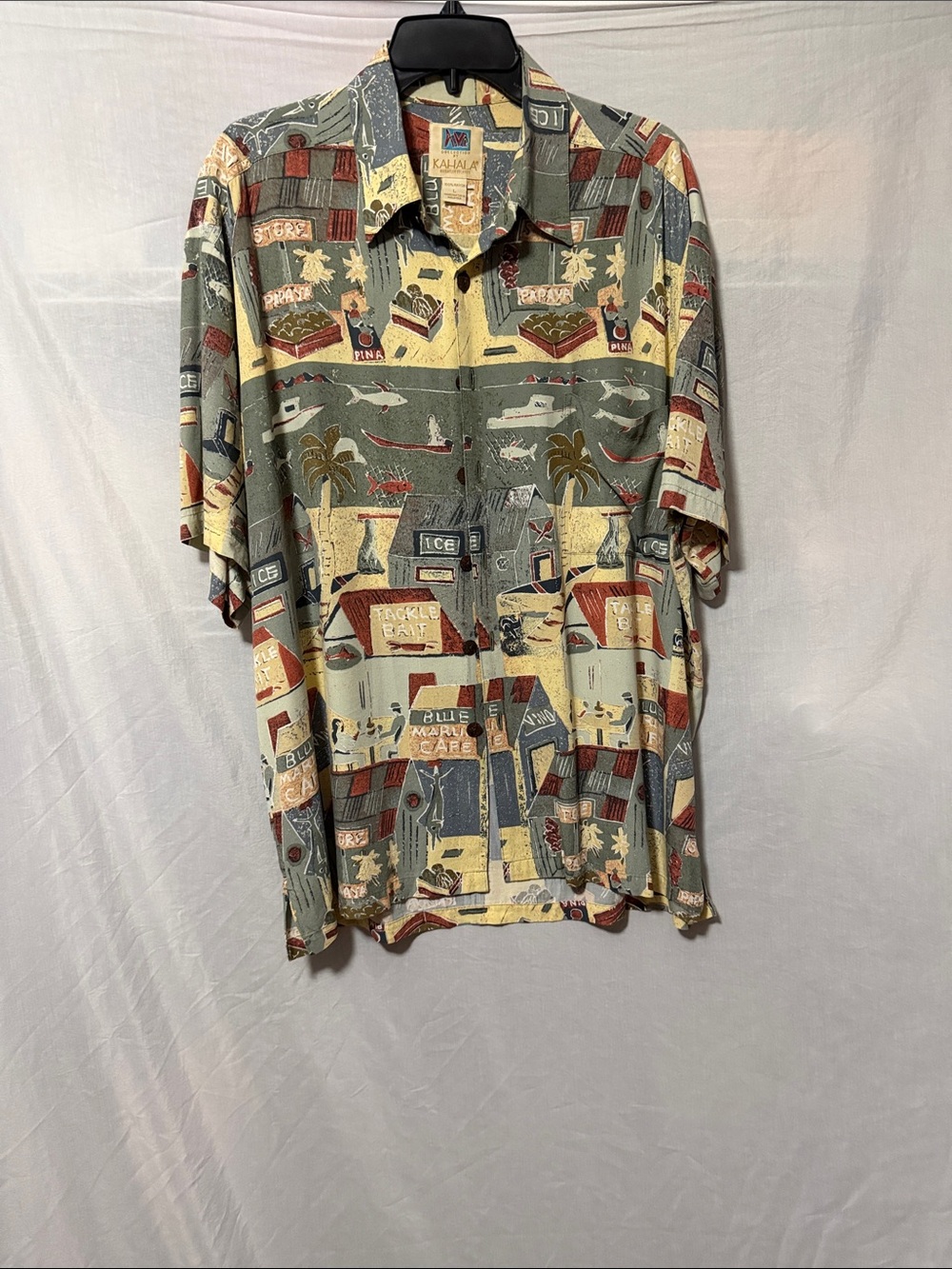 Kahala Hawaiian Men's Short Sleeve Button-Down in Sage Multi  , AVi Collection